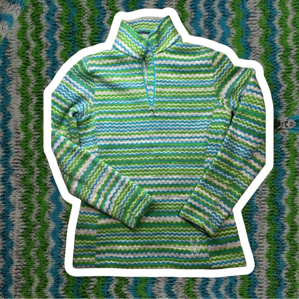 Green and Blue Spyder 1/4 Zip Pullover